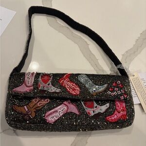 Made in India Western Boot Beaded Shoulder Bag
